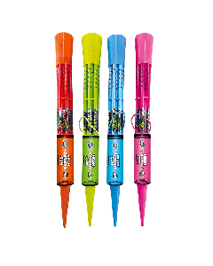 NEON GATLING GUN | 200 Shot 4 Assorted Neon Barrage Candles by Miracle Fireworks